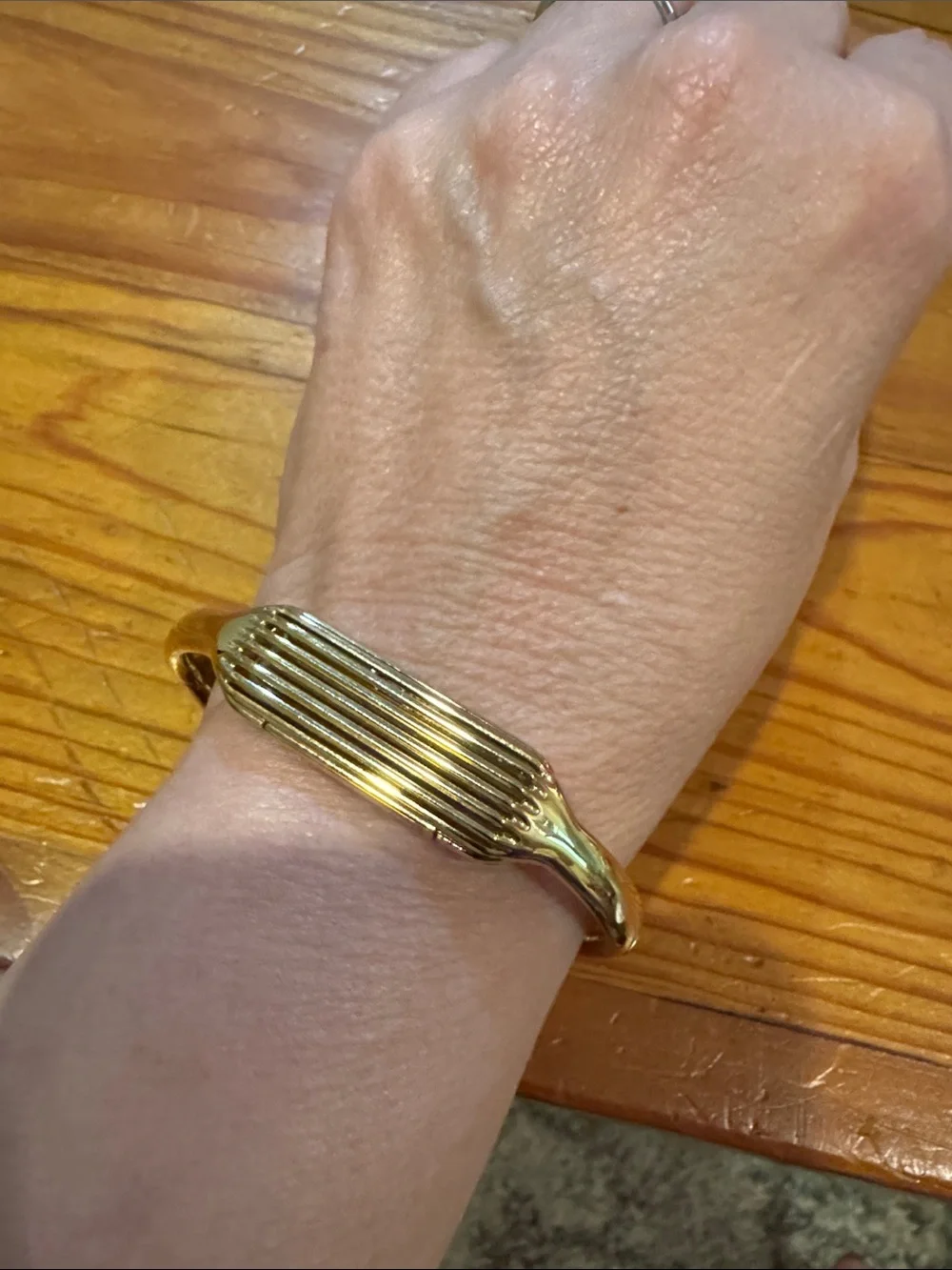 Gold Ribbed Cuff Bracelet - Picture 3 of 3